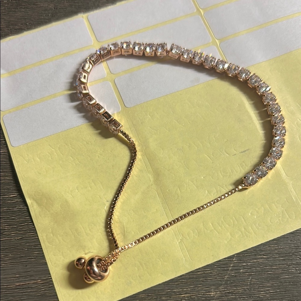 Rose‎ Gold Adjustable Bracelet with CZ Stones